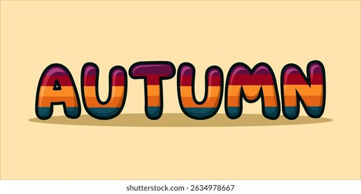 typography AUTUMN word art illustration, editable text effect, eps file format