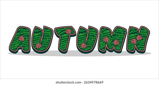 typography AUTUMN word art illustration, editable text effect, eps file format