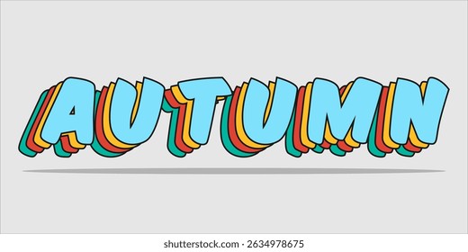typography AUTUMN word art illustration, editable text effect, eps file format