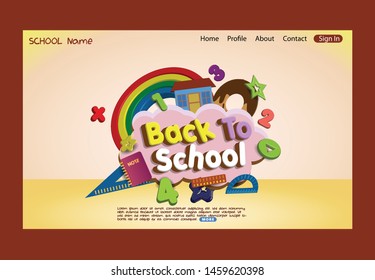 Typography of Back To School with 3d School Stationery Illustration