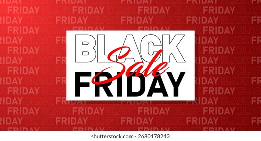 Typografischer Hintergrund für Black Friday. Modernes minimalistisches Black Friday Banner mit rotem Hintergrund