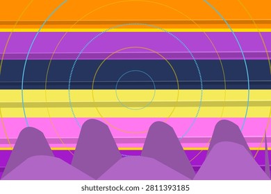 Typography background in neon twilight vibe tones, styled with crease layer crease fold color bands