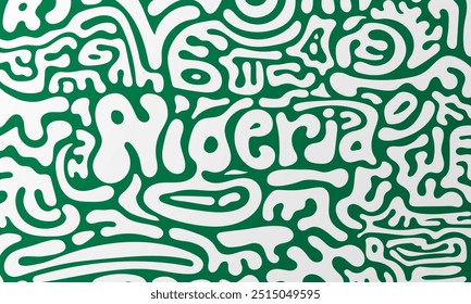 Typography background of nigeria in Hand drawn or Rounded maze concept design. Nigeria independence day campaign. Nigeria national day background