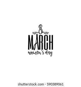 Typography badge 8 March. The pattern printing plate handmade works written by hand font. It can be used in a corporate style, prints, for your design