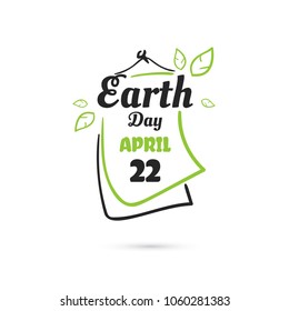 Typography badge design with calendar for Earth day. Vector illustration