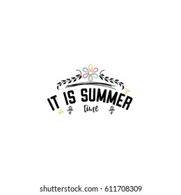 Typography badges - Summer. On the basis of script fonts, handmade. It can be used to design your printed products