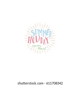 Typography badges - Summer. On the basis of script fonts, handmade. It can be used to design your printed products