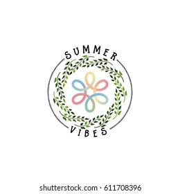 Typography badges - Summer. On the basis of script fonts, handmade. It can be used to design your printed products