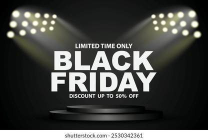 Anuncio de tipografía para Black Friday.  Plantilla de diseño para ventas, promociones, publicidad y anuncios en redes sociales del Black Friday.