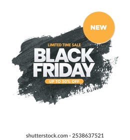 Typography banner for Black Friday. Modern minimal red and white text symbol of Black Friday with discount offer. Design template for Black Friday sale, promotion, advertising and social media ad.