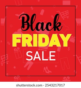 Typography banner for Black Friday. Modern minimal red and white text symbol of Black Friday with discount offer. Design template for Black Friday sale, promotion, advertising and social media ad.