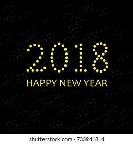 Typography banner gold Happy New Year 2018, congratulation card on on black stock vector illustration