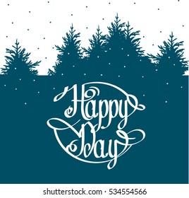Typography banner with hand lettering, "Happy day".