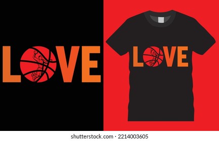 Tipografía Vector de Baloncesto ilustración de diseño creativo de camisetas vectorial. BASKETBALL Love Typography diseño de camisetas. Prendas de tipografía. Imprimir plantilla para camiseta. Plantilla de tipografía para camiseta. 