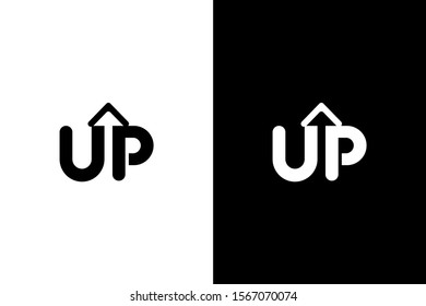 typography of UP with black and white background