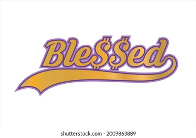 Typography Blessed on gold and purple main colors