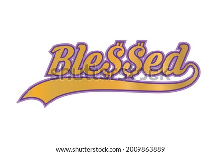 Typography Blessed on gold and purple main colors