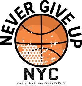 typography bright basketball print with  ball , a slogan .  Print for textiles, t-shirts, children's clothes. Isolated on white
