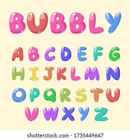 typography of bubbly font with colorful letters
