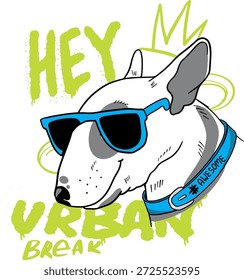 Dibujo de tipografía bull terrier. Ilustración vectorial en estilo dibujado a mano . Imagen para imprimir en cualquier superficie