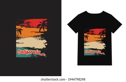 typography California Ocean side stylish t-shirt and apparel trendy design with palm trees. Venice beach theme vintage print design 