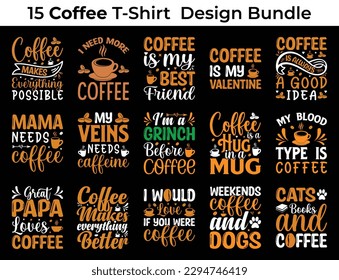 Typography calligraphy coffee t-shirt design bundle, Coffee t-shirt design bundle, Bundle coffee t-shirt design