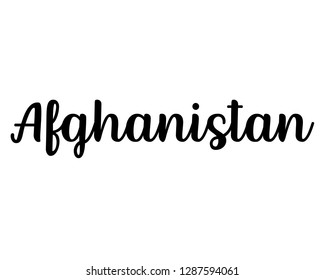 Typography calligraphy country name word art text design vector graphic for Afghanistan
