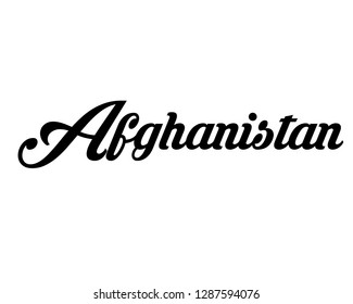 Typography calligraphy country name word art text design vector graphic for Afghanistan
