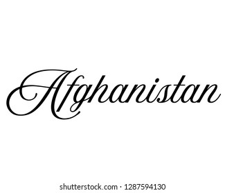 Typography calligraphy country name word art text design vector graphic for Afghanistan
