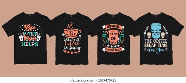 Typography calligraphy hand-drawn lettering coffee quotes t shirt design bundle about life