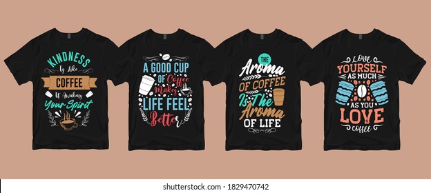 Typography calligraphy hand-drawn lettering coffee quotes t shirt design bundle about life