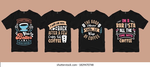 Typography calligraphy hand-drawn lettering coffee quotes t shirt design bundle about life