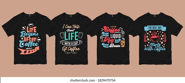 Typography calligraphy hand-drawn lettering coffee quotes t shirt design bundle about life