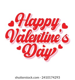 Typography and calligraphy of Happy Valentines Day banner. Valentines Day greeting card template with red heart on white background.
Script lettering, hand drawn lettering valentine design.