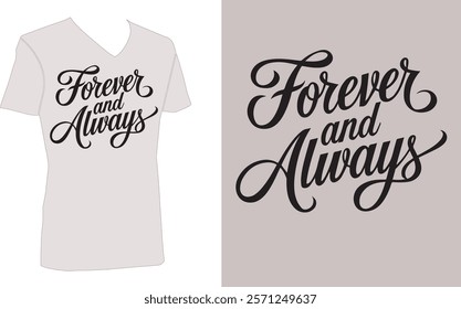 A typography calligraphy silhouette vector style design of Forever and always-1