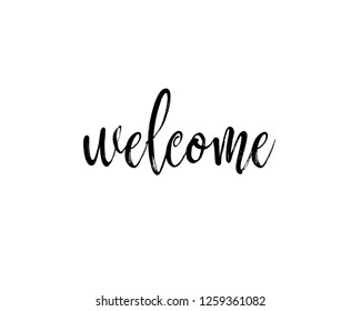 Typography calligraphy text word art design vector for welcome