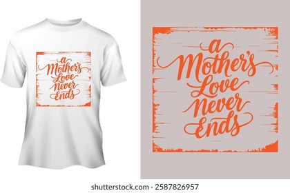 A typography calligraphy vector design A mother love never ends