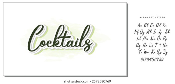 Typography calligraphy wedding sign text vector design for cocktails