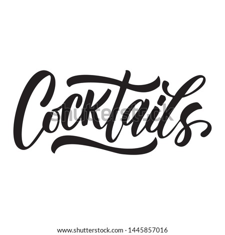 Typography calligraphy wedding sign text vector design for cocktails