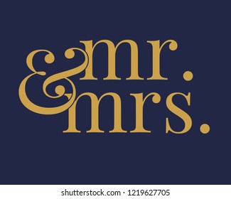 Typography calligraphy wedding text sign graphic vector for mr and mrs