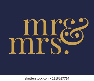 Typography calligraphy wedding text sign graphic vector for mr and mrs