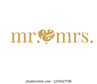 Typography calligraphy wedding text sign graphic vector for mr and mrs