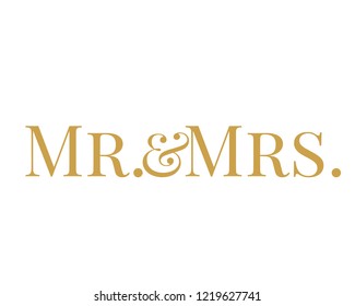 Typography calligraphy wedding text sign graphic vector for mr and mrs