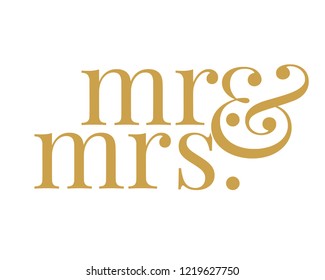 Typography calligraphy wedding text sign graphic vector for mr and mrs