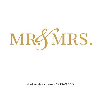 Typography calligraphy wedding text sign graphic vector for mr and mrs