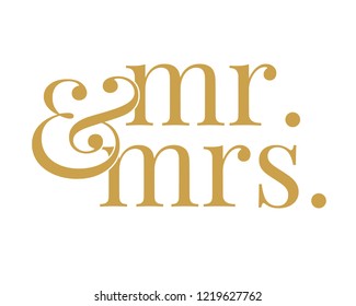 Typography calligraphy wedding text sign graphic vector for mr and mrs