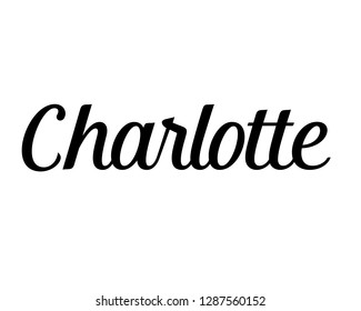 Typography calligraphy word art design vector graphic of person girl name for Charlotte