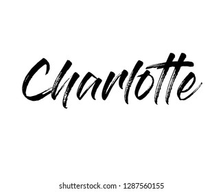 Typography calligraphy word art design vector graphic of person girl name for Charlotte