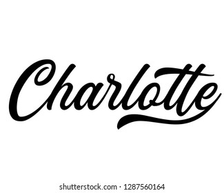Typography calligraphy word art design vector graphic of person girl name for Charlotte