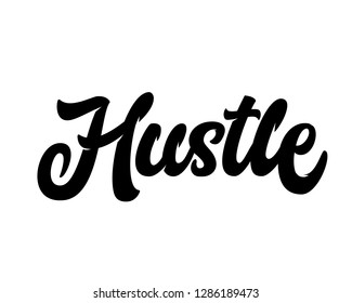 Typography calligraphy word art text design vector for hustle